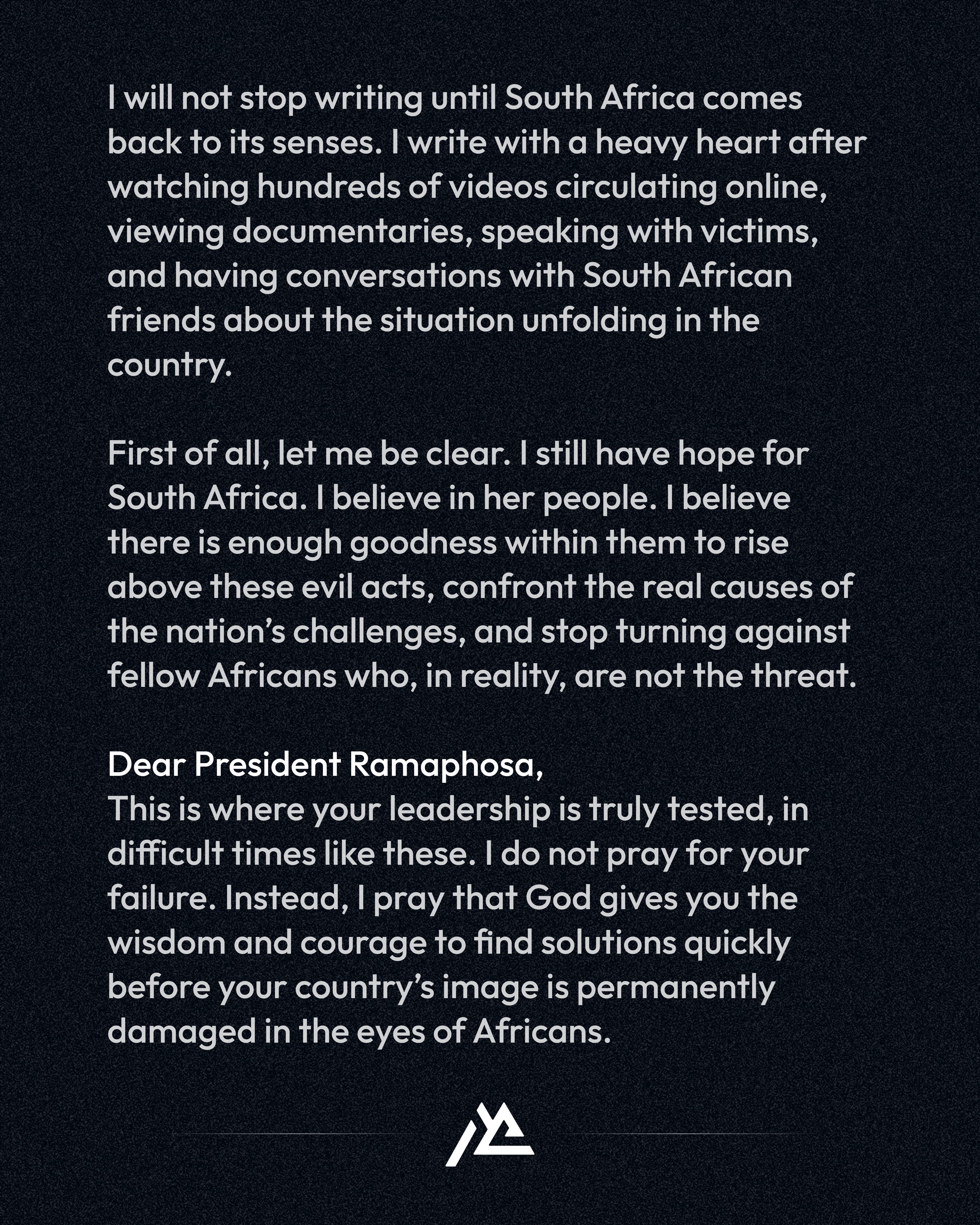 Second open letter to the President of South Africa, page 2