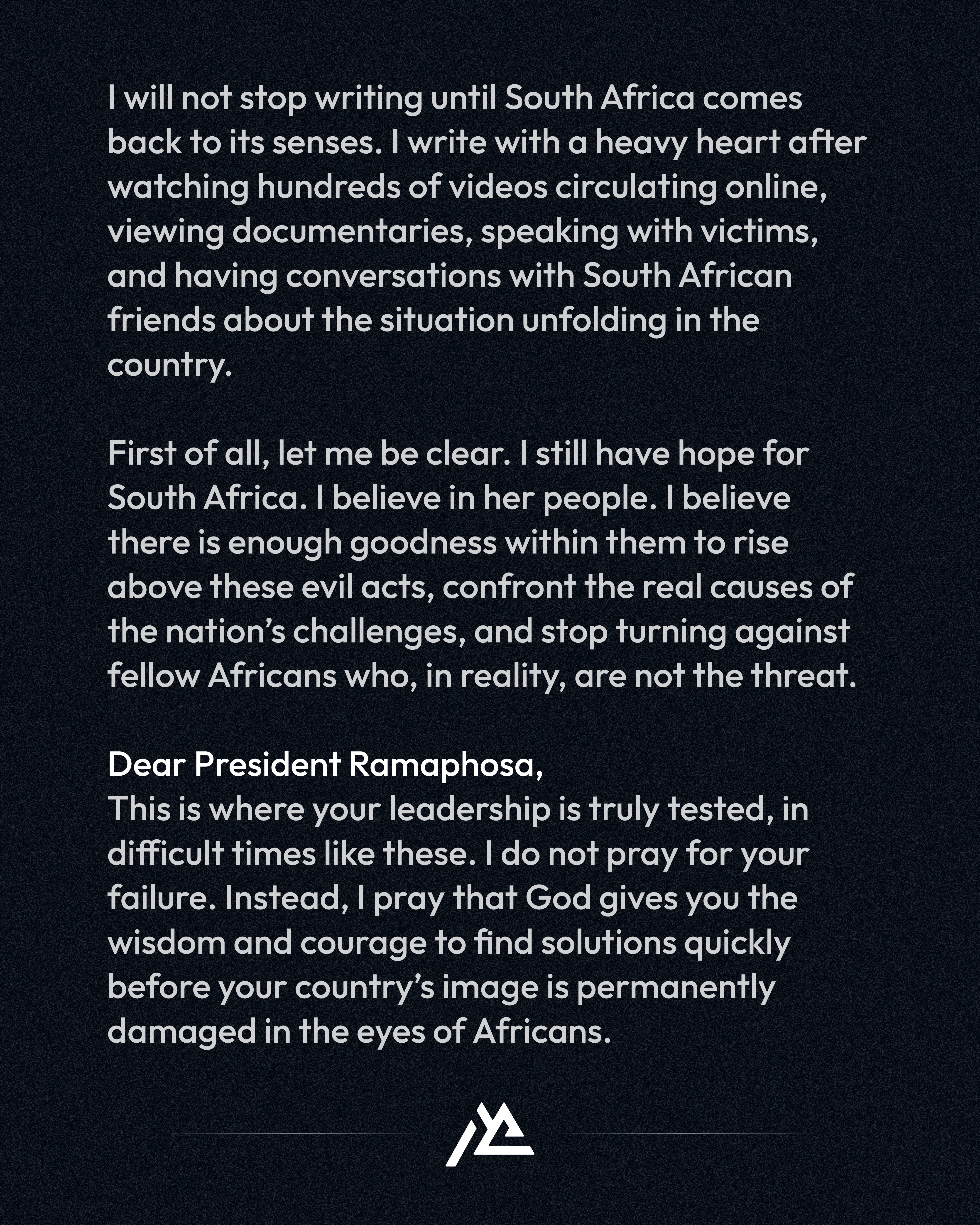 Second open letter to the President of South Africa, page 2
